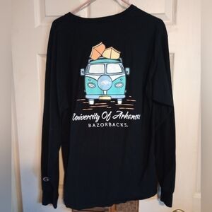 Black Champion University of Arkansas Long Sleeve Shirt Size Large